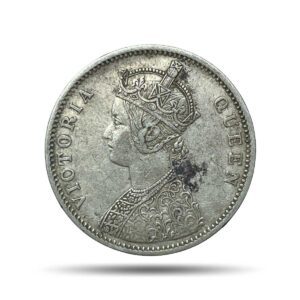 One Rupee Victoria Queen 1874 (No dot) Bombay Mint Silver Coin, British India Uniform Coinage, Collectable.