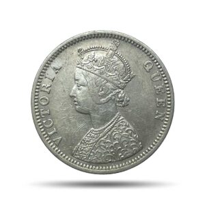 One Rupee Victoria Queen 1874 (No dot) Bombay Mint Silver Coin, British India Uniform Coinage, Collectable.