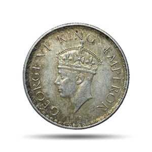 Scarce Mature Head Half Rupee George VI King Emperor 1939 Calcutta Mint (Head Type II) Silver Coin, British India Uniform Coinage, XF.