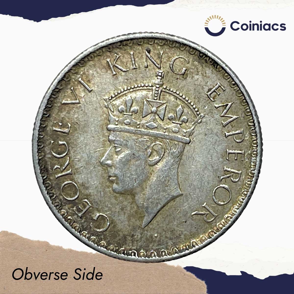 Scarce Mature Head Half Rupee George VI King Emperor 1939 Calcutta Mint (Head Type II) Silver Coin, British India Uniform Coinage, XF. - Image 2