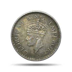 Scarce Mature Head Half Rupee George VI King Emperor 1939 Calcutta Mint (Head Type II) Silver Coin, British India Uniform Coinage, XF.