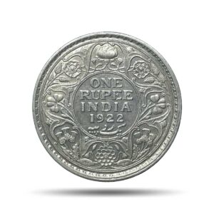 Rare One Rupee George V 1922 CE (Key Date) Bombay Mint Silver coin, British India Uniform Coinage, Collectible.