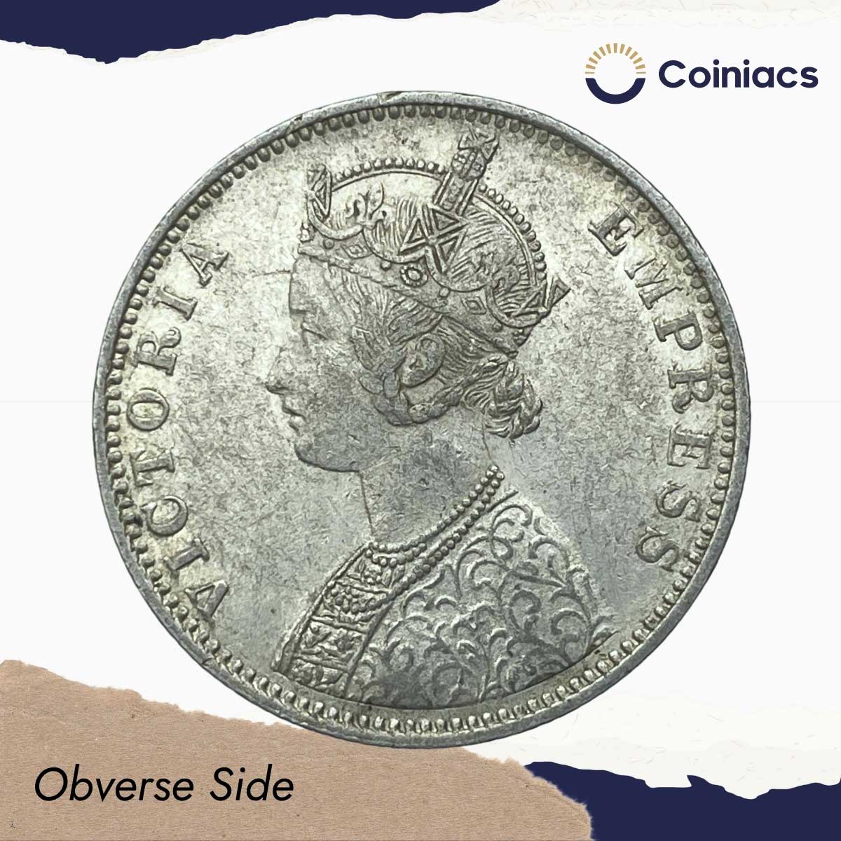 One Rupee Victoria Empress 1901 Bombay Mint 'B' incuse Silver Coin, British India Uniform Coinage, XF+. - Image 2
