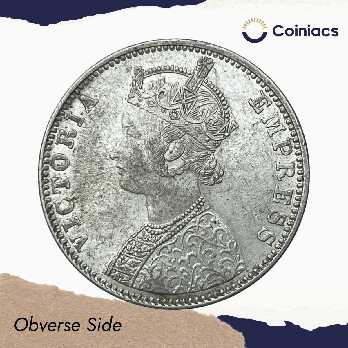 One Rupee Victoria Empress 1901 Bombay Mint 'B' incuse Silver Coin, British India Uniform Coinage, XF+. - Image 2