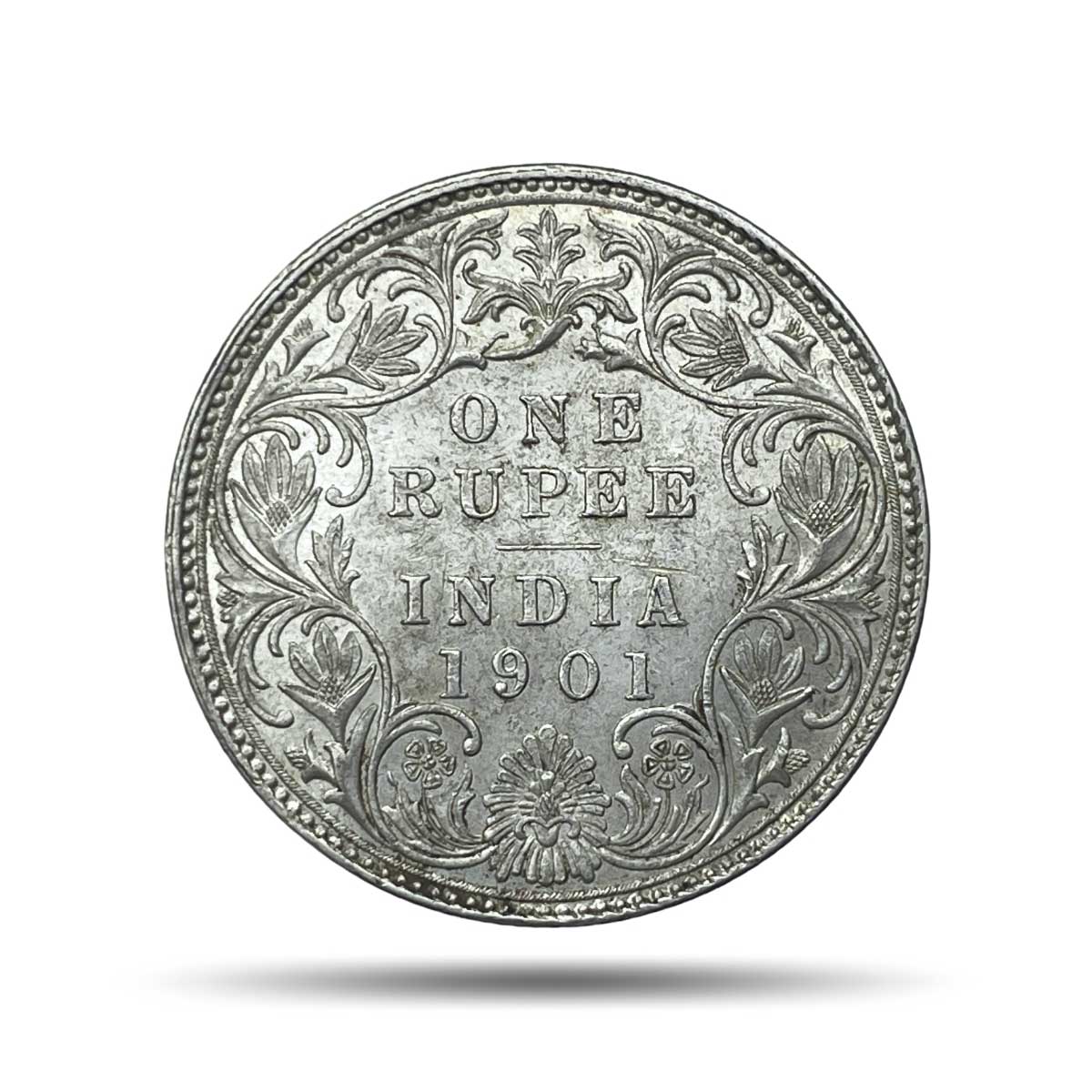 One Rupee Victoria Empress 1901 Bombay Mint 'B' incuse Silver Coin, British India Uniform Coinage, XF+.