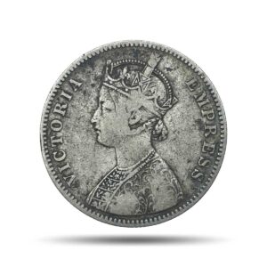 One Rupee Victoria Empress 1885 Bombay Mint 'B' Raised Silver Coin, British India Uniform Coinage, Collectible.