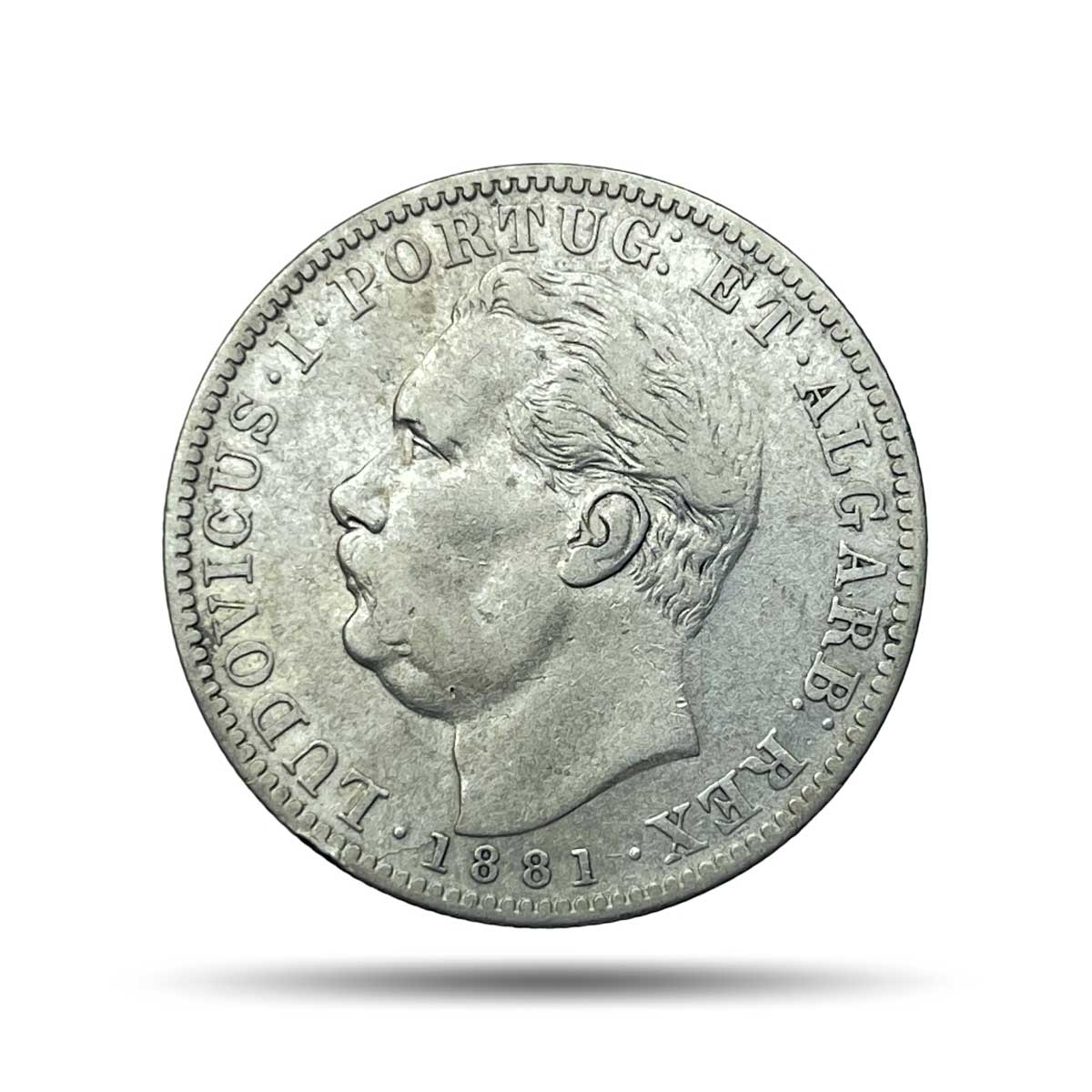 Uma Rupia (1 Rupia) Luiz I 1881 CE Silver coin, Portuguese India (India Portugueza), Collectible.