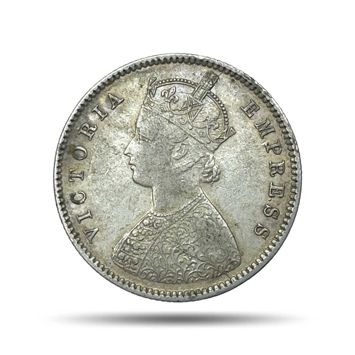 Scarce Half Rupee Victoria Empress 1899 Inverse B incused Bombay Mint Silver Coin, British India Uniform Coinage, Collectible.