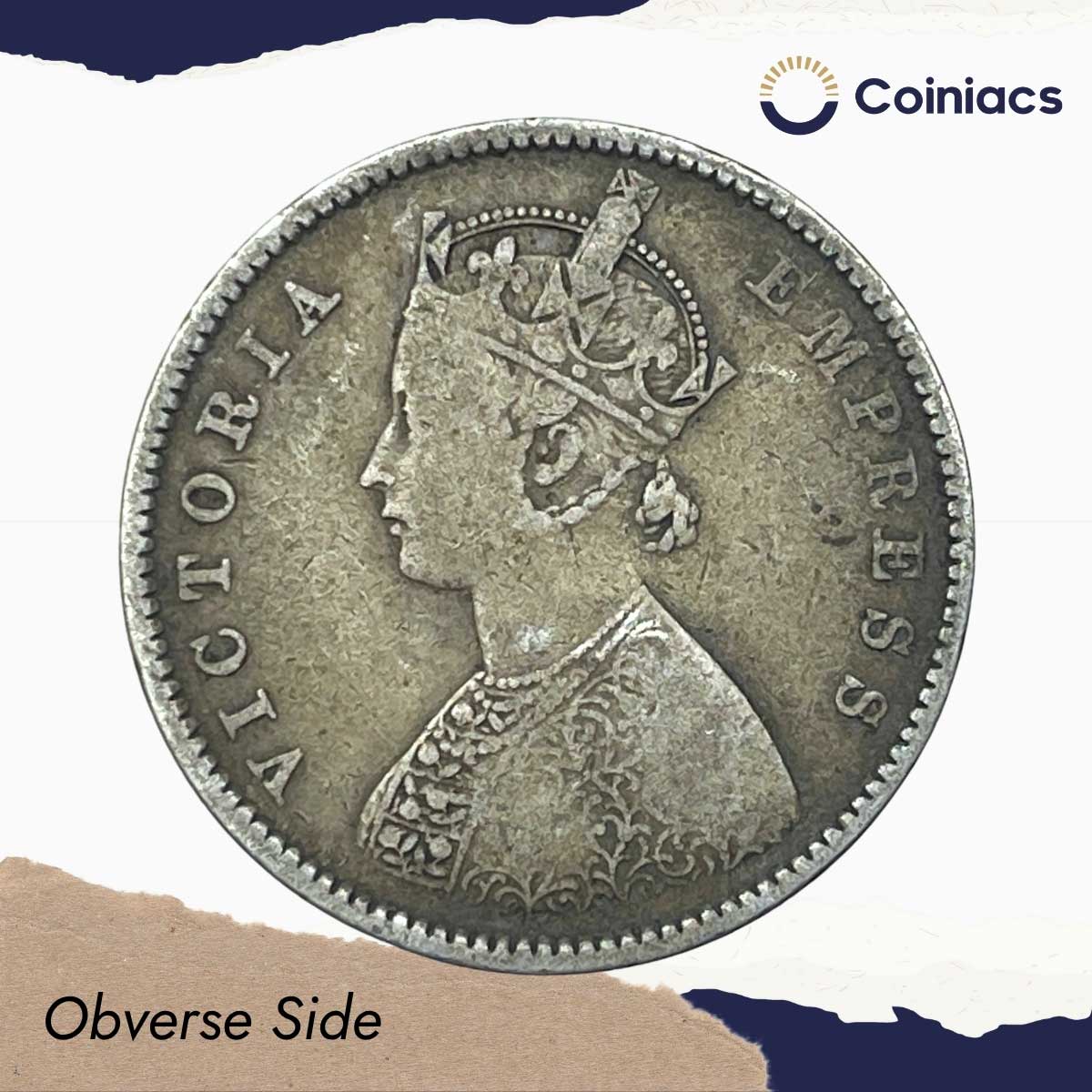 Scarce Half Rupee Victoria Empress 1899 Inverse B incused Bombay Mint Silver Coin, British India Uniform Coinage, Fine. - Image 2