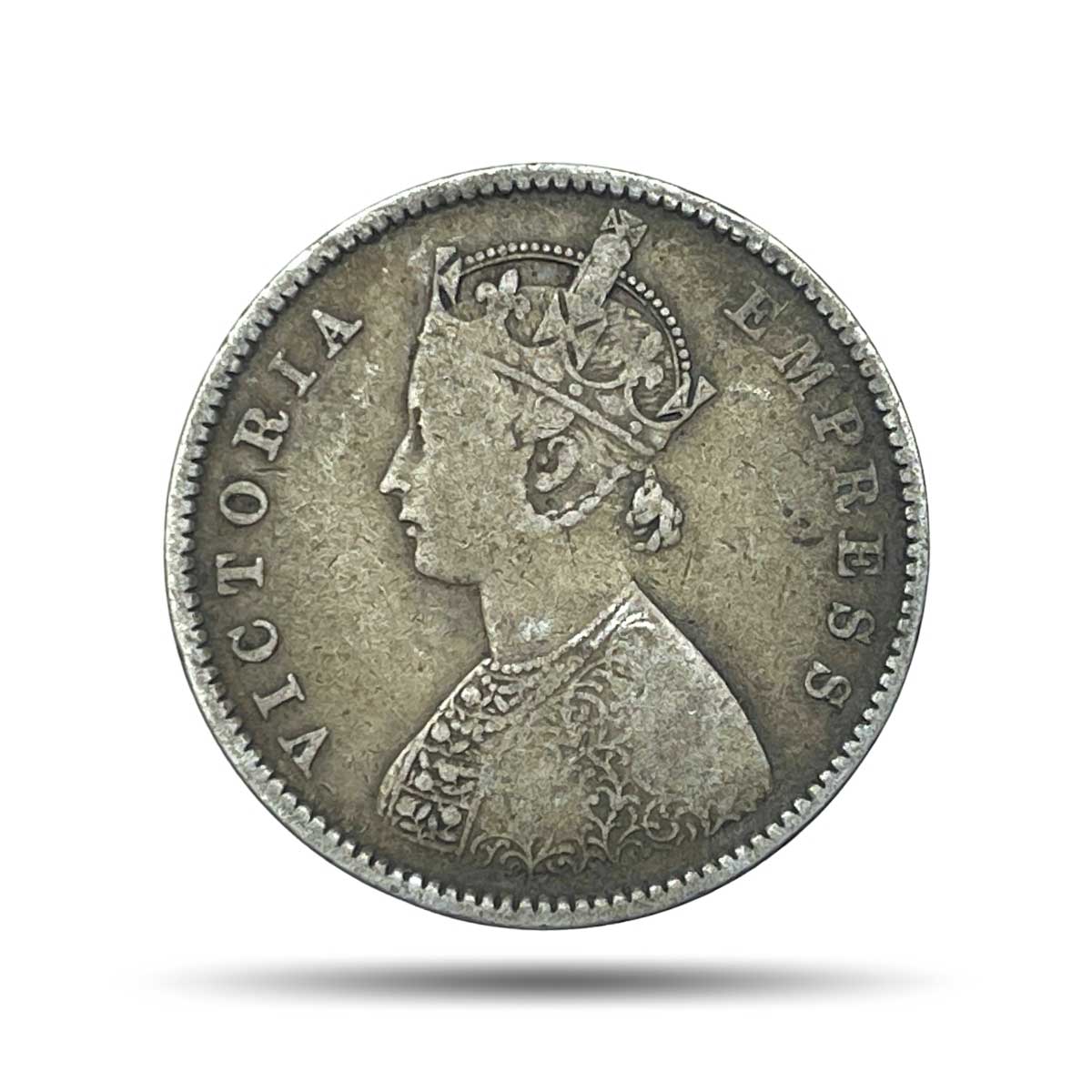 Scarce Half Rupee Victoria Empress 1899 Inverse B incused Bombay Mint Silver Coin, British India Uniform Coinage, Fine.