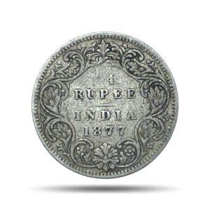 1/4 Rupee Victoria Empress 1877 Silver Coin, British India Uniform Coinage, Collectable.