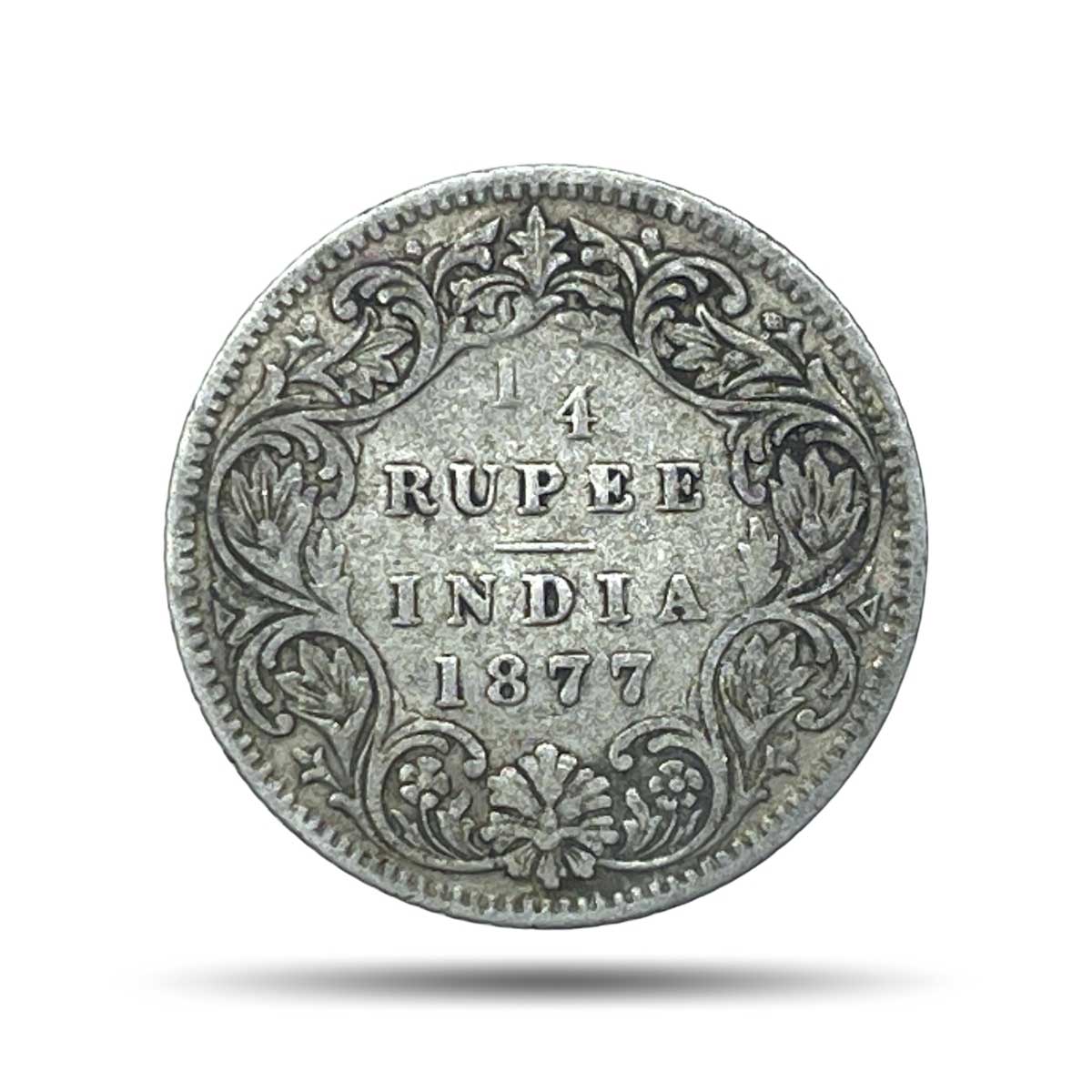 1/4 Rupee Victoria Empress 1877 Silver Coin, British India Uniform Coinage, Collectable.