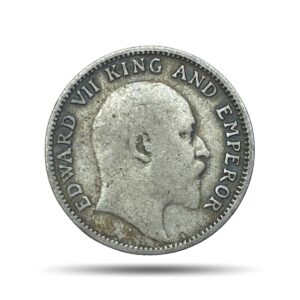 1/4 Rupee Edward VII King And Emperor 1904 Calcutta Mint Silver Coin, British India Uniform Coinage, Collectible.