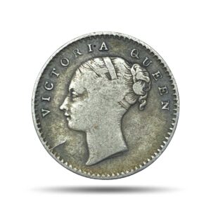 Scarce 1/4 Rupee Victoria Queen Continuous Legend 1840 CE 20 Berries Silver Coin, British India Uniform Coinage, Collectible.