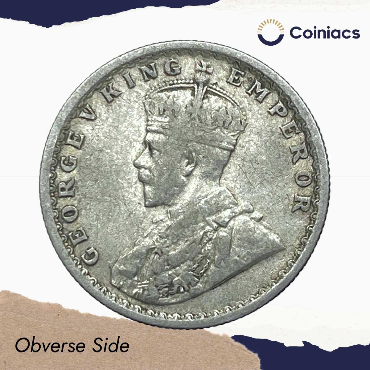 Half Rupee George V King Emperor 1912 Calcutta Mint Silver Coin, British India Uniform Coinage, Collectible. - Image 2