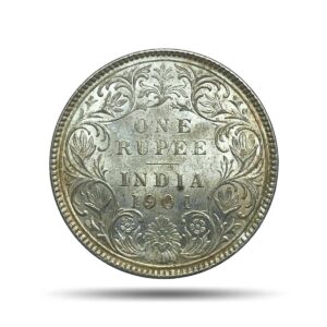 One Rupee Victoria Empress 1901 Bombay Mint 'B' incuse Silver Coin, British India Uniform Coinage, AU.
