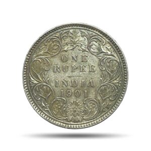 One Rupee Victoria Empress 1901 Bombay Mint 'B' incuse Silver Coin, British India Uniform Coinage, XF.