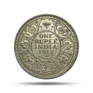 One Rupee George V 1912 CE Bombay Mint Silver coin, British India Uniform Coinage, XF+.