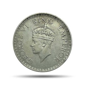 Rare One Rupee George VI King Emperor (Obv A(b), Rev II) 1943 Silver Coin, British India Uniform Coinage, Collectible.
