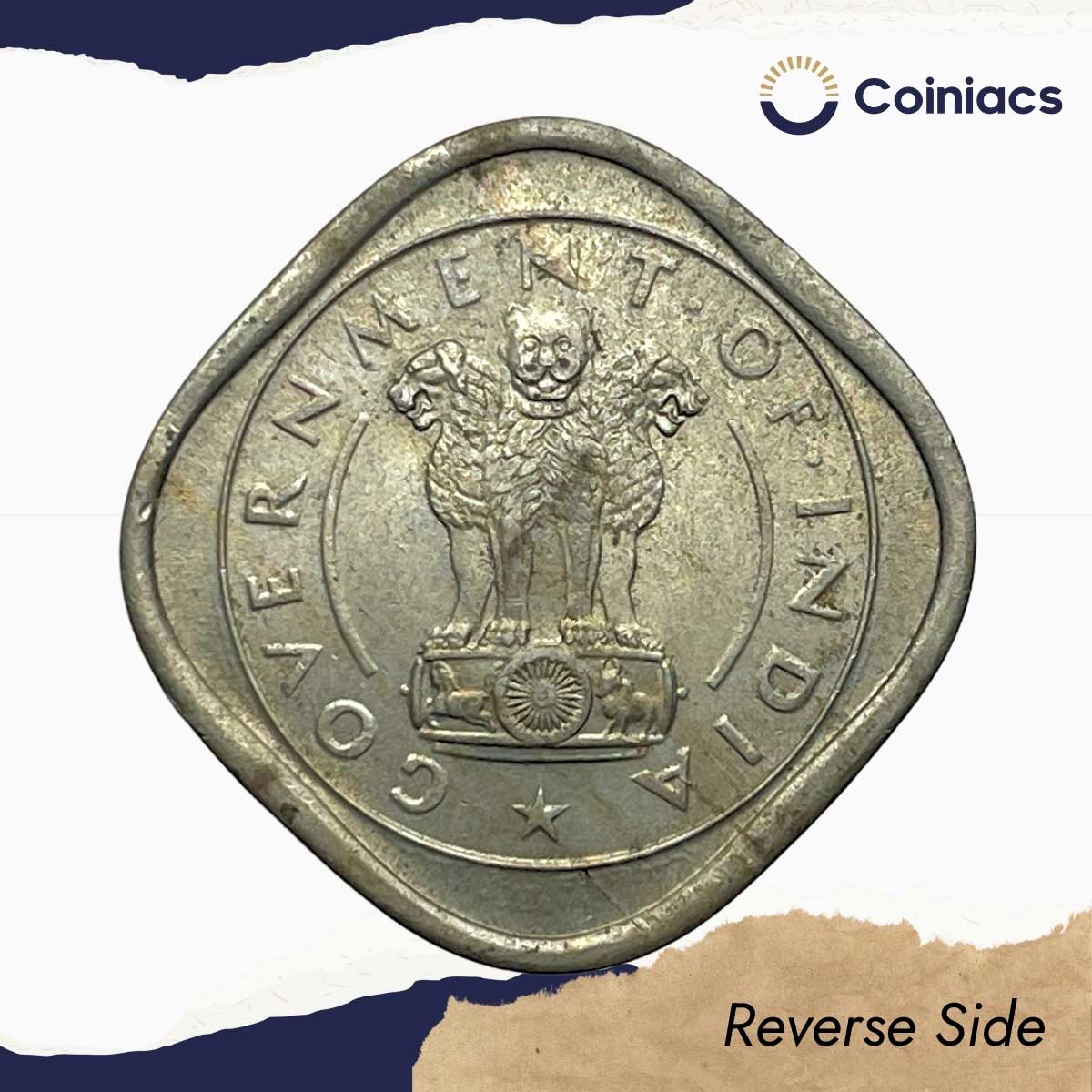 Scarce Two Annas (Bull Anna) 1950 Bombay Mint Copper Nickel Coin, Republic India Anna Series, AU. - Image 3