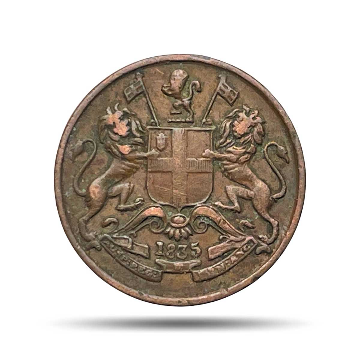 1/12 Anna East India Company 1835 Madras Mint Copper Coin, British India Uniform Coinage, XF.