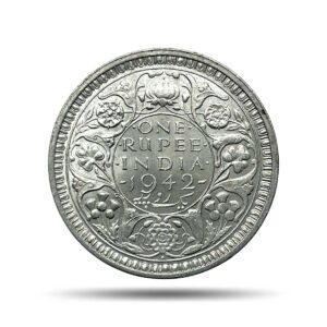 One Rupee George VI King Emperor 1942 CE Bombay Mint (Obv B, Rev II) 11.6 gms Silver Coin, British India Uniform Coinage, UNC.