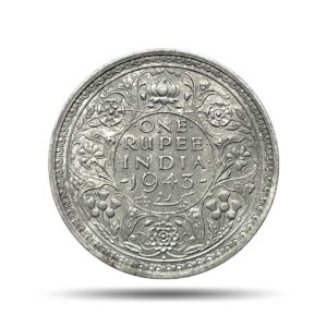 One Rupee George VI King Emperor 1943 CE Bombay Mint (Obv C, Rev II) 11.6 gms Silver Coin, British India Uniform Coinage, UNC.