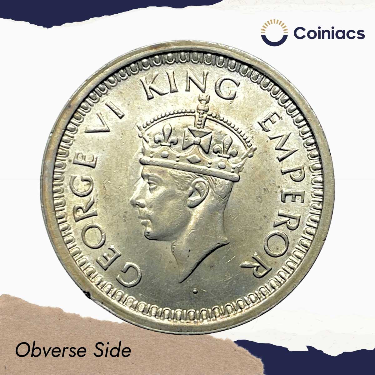 One Rupee George VI King Emperor 1944 CE Bombay Mint (Obv D, Rev II) 11.6 gms Silver Coin, British India Uniform Coinage, UNC. - Image 2