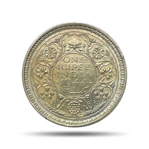 One Rupee George VI King Emperor 1944 CE Bombay Mint (Obv C, Rev III) 11.6 gms Silver Coin, British India Uniform Coinage, UNC.