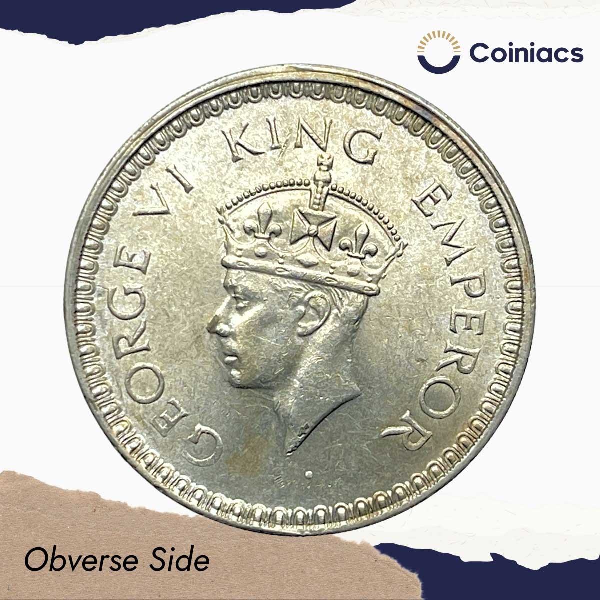 One Rupee George VI King Emperor 1944 CE Bombay Mint (Obv C, Rev III) 11.6 gms Silver Coin, British India Uniform Coinage, UNC. - Image 2