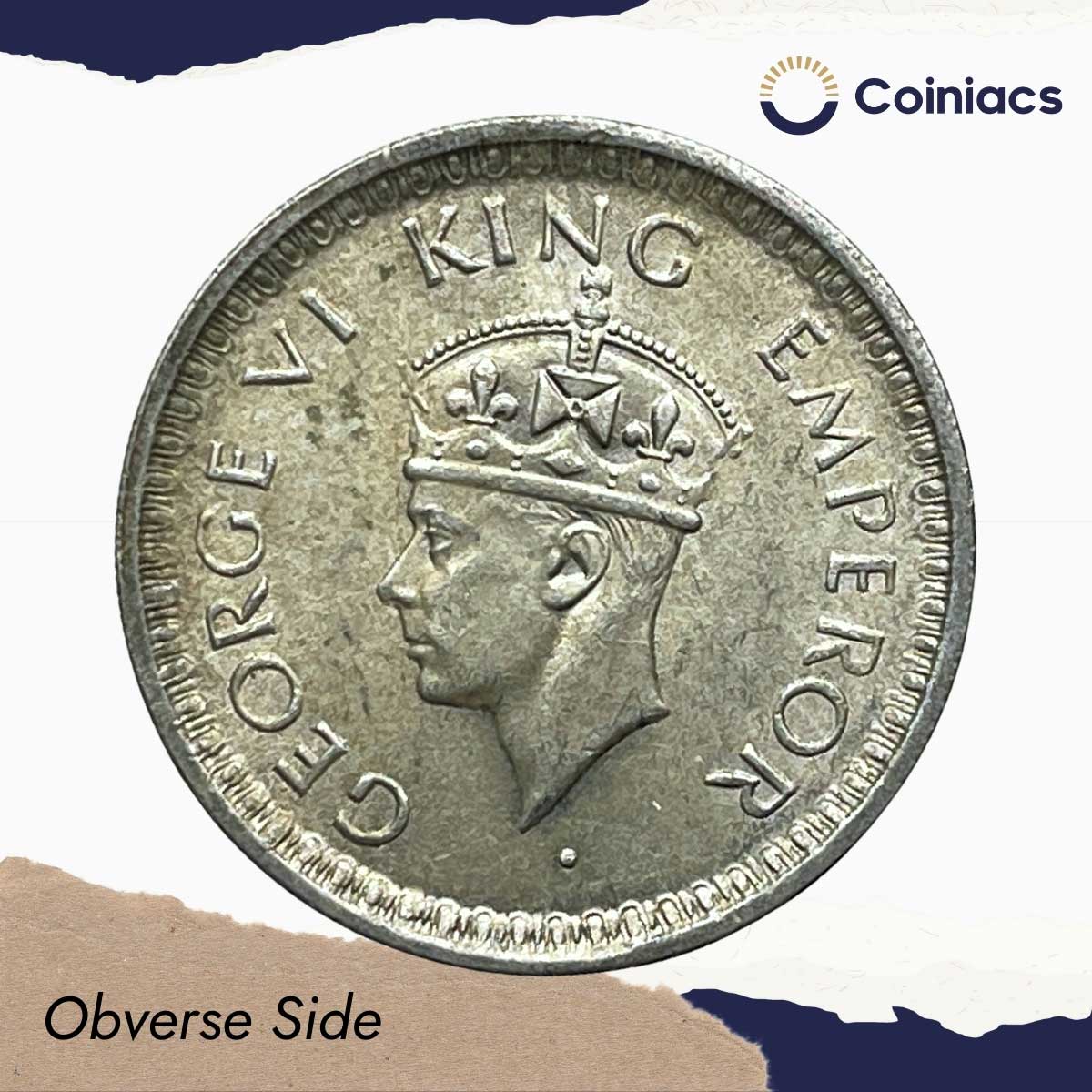 Half Rupee George VI King Emperor 1943 Lahore Mint (Obv B, Rev II) Silver Coin, British India Uniform Coinage, UNC. - Image 2