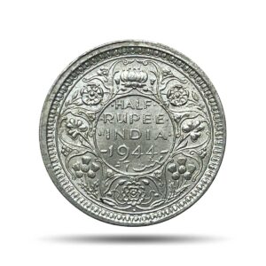 Half Rupee George VI King Emperor 1944 Bombay Mint (Obv B, Rev II) Silver Coin, British India Uniform Coinage, UNC.