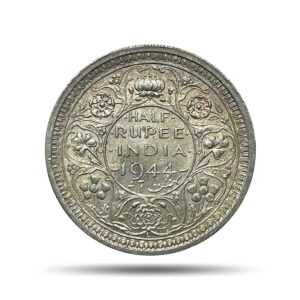 Half Rupee George VI King Emperor 1944 Lahore Mint (Obv B, Rev II) Silver Coin, British India Uniform Coinage, UNC.