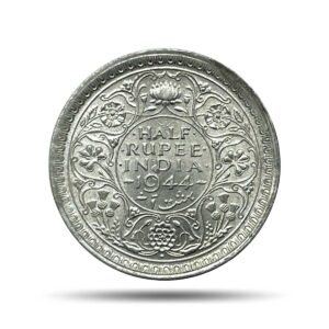 Half Rupee George VI King Emperor 1944 Bombay Mint (Obv B, Rev III) Silver Coin, British India Uniform Coinage, UNC.