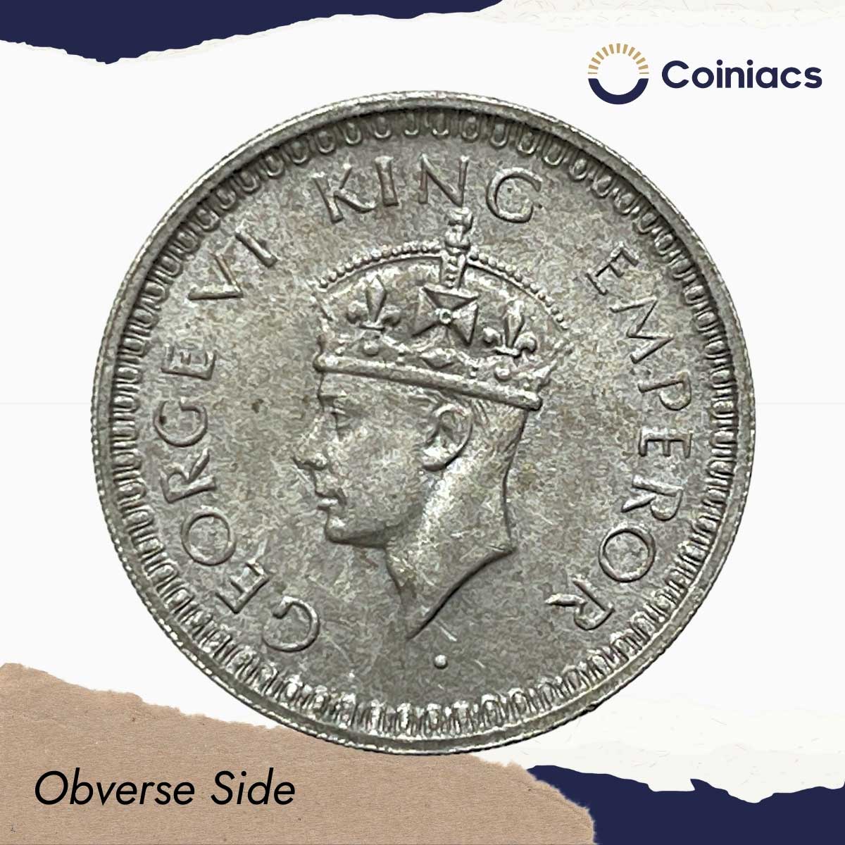 Half Rupee George VI King Emperor 1945 Lahore Mint (Obv B, Rev II) Silver Coin, British India Uniform Coinage, UNC. - Image 2