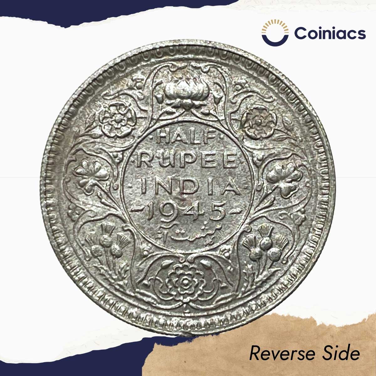 Half Rupee George VI King Emperor 1945 Lahore Mint (Obv B, Rev II) Silver Coin, British India Uniform Coinage, UNC. - Image 3
