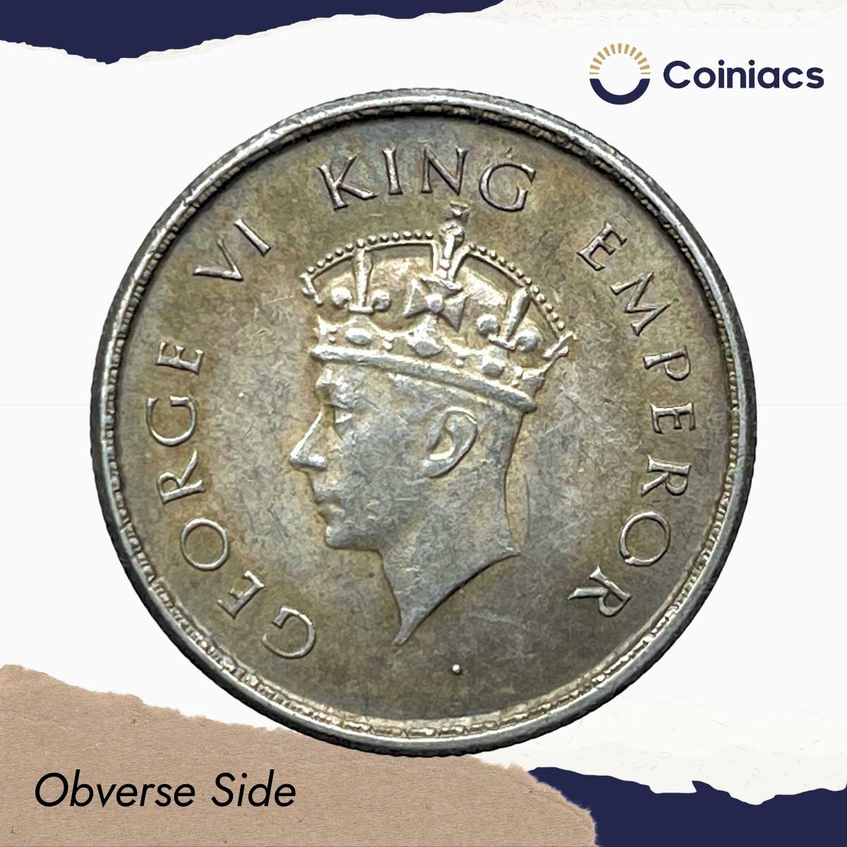 Rare Half Rupee George VI King Emperor 1938 (Key Date) Bombay Mint Silver Coin, British India Uniform Coinage, AUNC. - Image 2