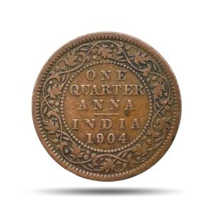 One Quarter Anna Edward VII King & Emperor 1904 Calcutta Mint Copper Coin, British India Uniform Coinage, Collectible.