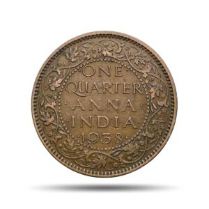 One Quarter Anna George VI King Emperor (Head I) 1938 Calcutta Mint Bronze Coin, British India Uniform Coinage, Collectible.