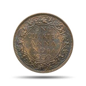 One Quarter Anna George VI King Emperor (Head I) 1939 Calcutta Mint Bronze Coin, British India Uniform Coinage, UNC.