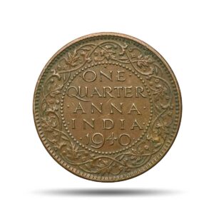 One Quarter Anna George VI King Emperor 1940 Bombay Mint (Head II) Bronze Coin, British India Uniform Coinage, Collectible.