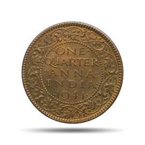 One Quarter Anna George VI King Emperor 1941 Calcutta Mint (Head II) Bronze Coin, British India Uniform Coinage, UNC.