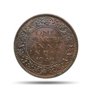 One Quarter Anna George VI King Emperor 1942 Calcutta Mint (Head II) Bronze Coin, British India Uniform Coinage, UNC.