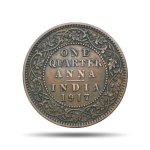 Quarter Anna George V King Emperor 1914 Calcutta Mint Bronze Coin, British India Uniform Coinage, XF.