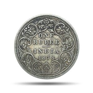 One Rupee Victoria Empress 1878 (Dot) Bombay Mint (Obv A, Rev II) Silver Coin, British India Uniform Coinage, Collectible.