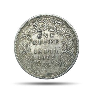 One Rupee Victoria Empress 1882 (Dot) Bombay Mint (Obv A3, Rev I) Silver Coin, British India Uniform Coinage, Collectible.