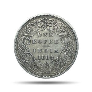 One Rupee Victoria Empress 1885 'B' Raised Bombay Mint Silver Coin, British India Uniform Coinage, Collectible.