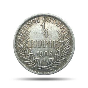 Rare 1/4 Rupie Wilhelm II 1906 CE 'A' Berlin Mint Silver Coin, German East Africa, Collectible.
