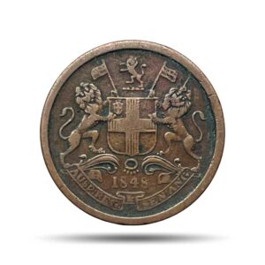 1/12 Anna East India Company 1848 Copper Coin, British India Uniform Coinage, Collectible.