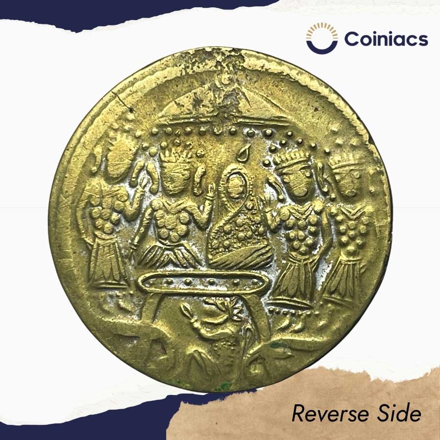 Rare Contemporary Temple Token depicting Ram Darbar, Brass, Collectible. - Image 3